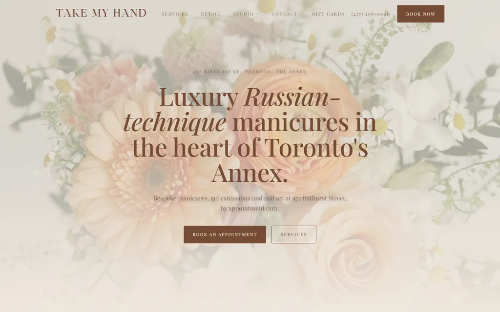 Take My Hand website by Jacob Brown. Elevate Web Design